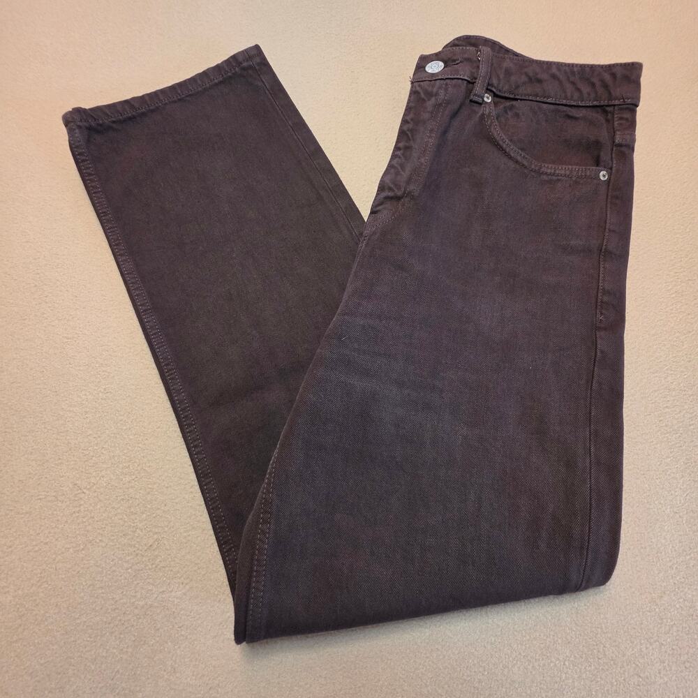 Zara TRF High-Waisted Mom Fit Jeans Brown Sz 8